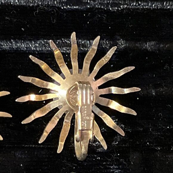 Vintage Sarah Coventry Clip On Earrings Women's Fascination Sunburst Atomic MCM - Picture 6 of 7